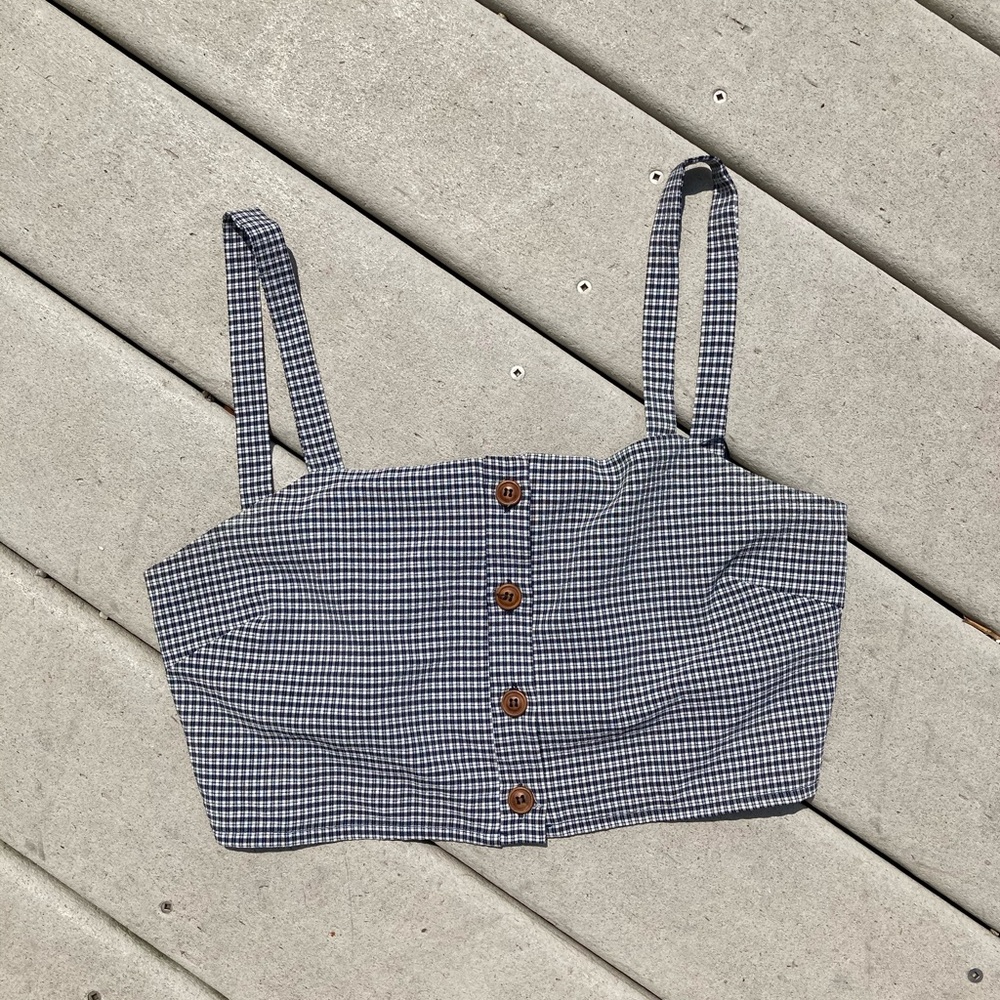 gingham crop top, IJOAH, L, buttoned